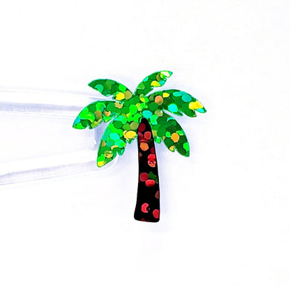 Tropical Palm Tree Stickers - Sparkly Set of 25 for Drink Cups, Invitations