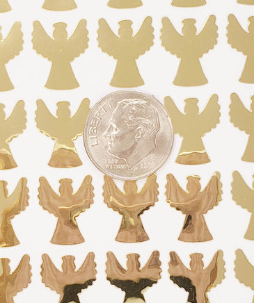 Gold Angel Stickers - Set of 50 or 100 Mirror Gold Chrome Vinyl Decals for Invitations, Memorial Cards, Envelopes, and Journals