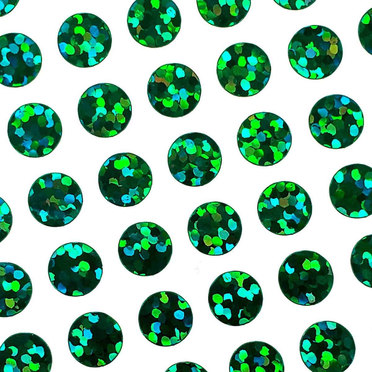 Small Green Dot Sticker Sheet, set of 368 sparkly dots, vinyl stickers for journals, ornaments and crafts. One quarter inch dark green dots.