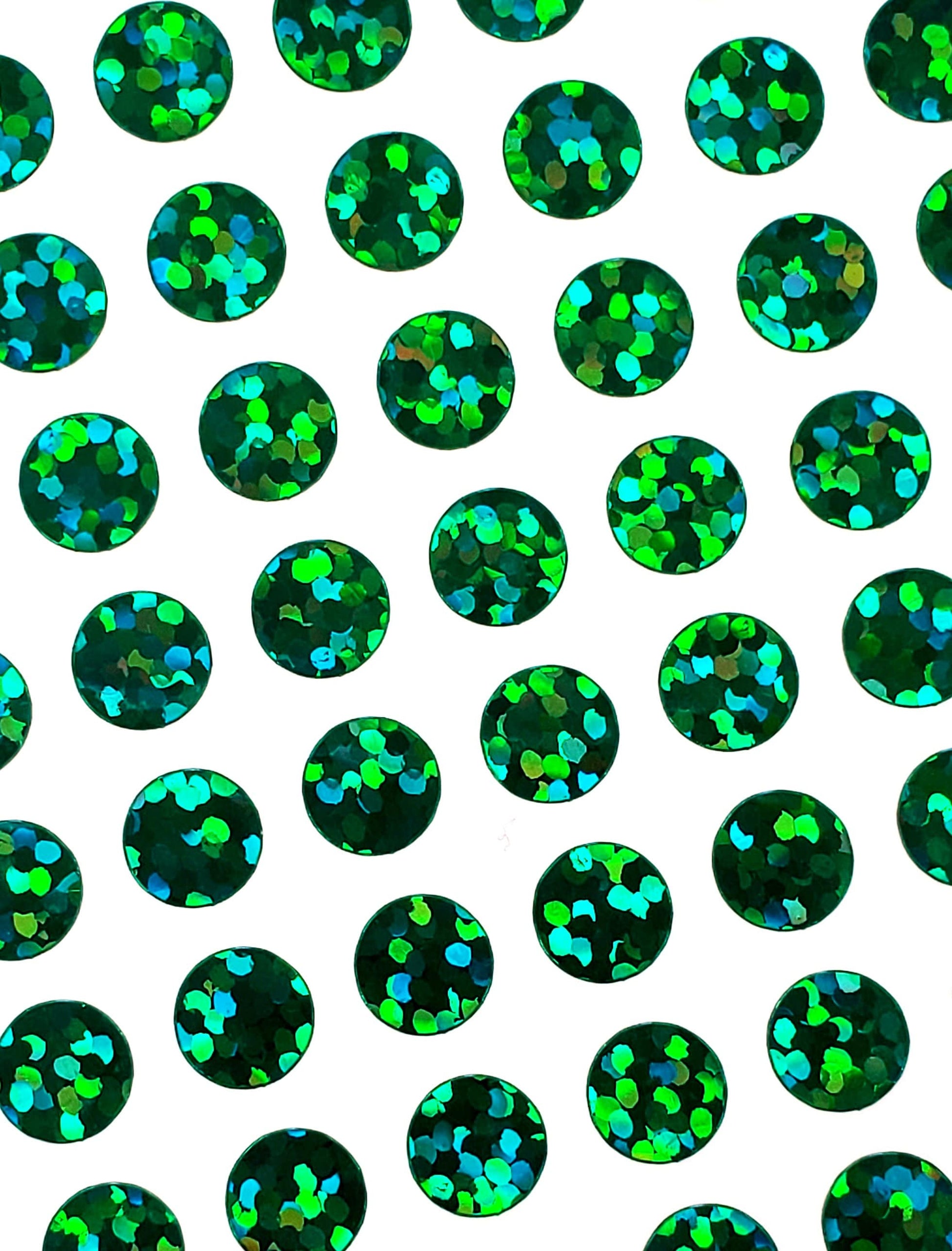 Small Green Dot Sticker Sheet, set of 368 sparkly dots, vinyl stickers for journals, ornaments and crafts. One quarter inch dark green dots.