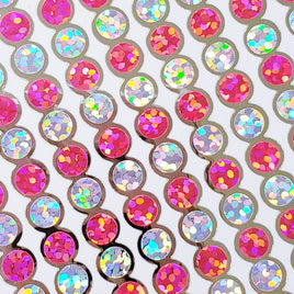 Bling Bead Stickers, set of 16 pink and white faux rhinestone embellishments for ornaments, scrapbooks and tumblers. Sparkly stickers.