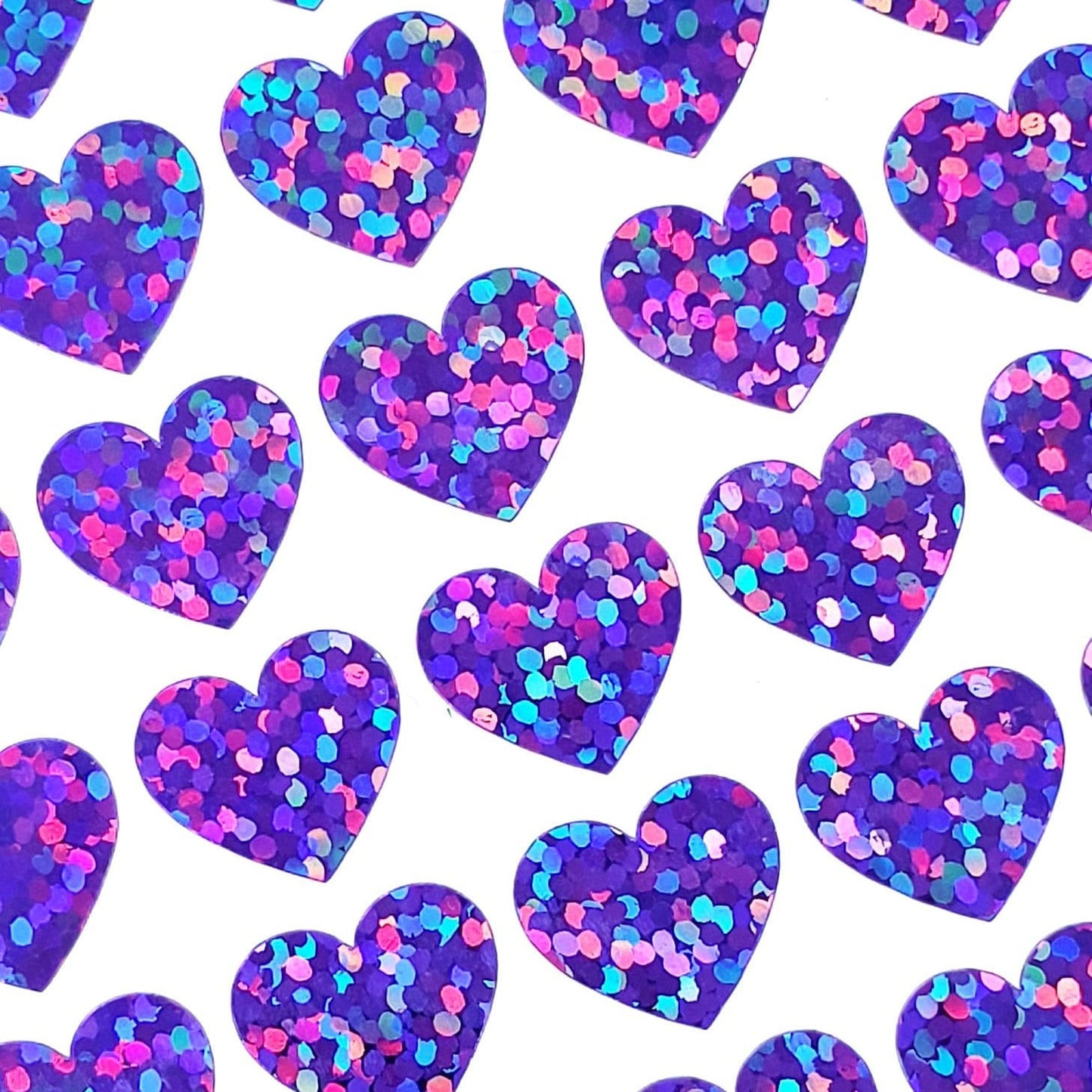 Purple Hearts Sticker Sheet. Set of 104 sparkly vinyl heart decals for planners, notebooks, journals, charts and crafts. Half inch hearts.