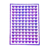 
              Purple Hearts Sticker Sheet. Set of 104 sparkly vinyl heart decals for planners, notebooks, journals, charts and crafts. Half inch hearts.
            