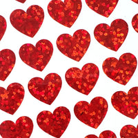 
              Red Hearts Sticker Sheet. Set of 104 sparkly vinyl heart decals for planners, notebooks, journals, charts and crafts. Red half inch hearts.
            