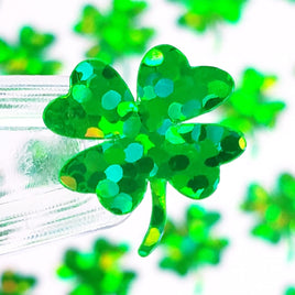 Green Clovers Sticker Sheet. Set of 104 four leaf clover glitter vinyl decals for teachers, journals and crafts. St. Patrick's Day Stickers.