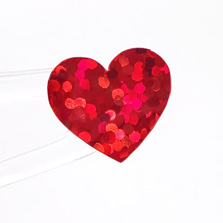 Red Hearts Sticker Sheet. Set of 104 sparkly vinyl heart decals for planners, notebooks, journals, charts and crafts. Red half inch hearts.