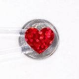 Red Hearts Sticker Sheet. Set of 104 sparkly vinyl heart decals for planners, notebooks, journals, charts and crafts. Red half inch hearts.