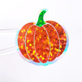 Small Pumpkins Sticker Sheet, set of 24 sparkly orange pumpkin vinyl decals, back to school decorations, teacher stickers, Halloween decor.