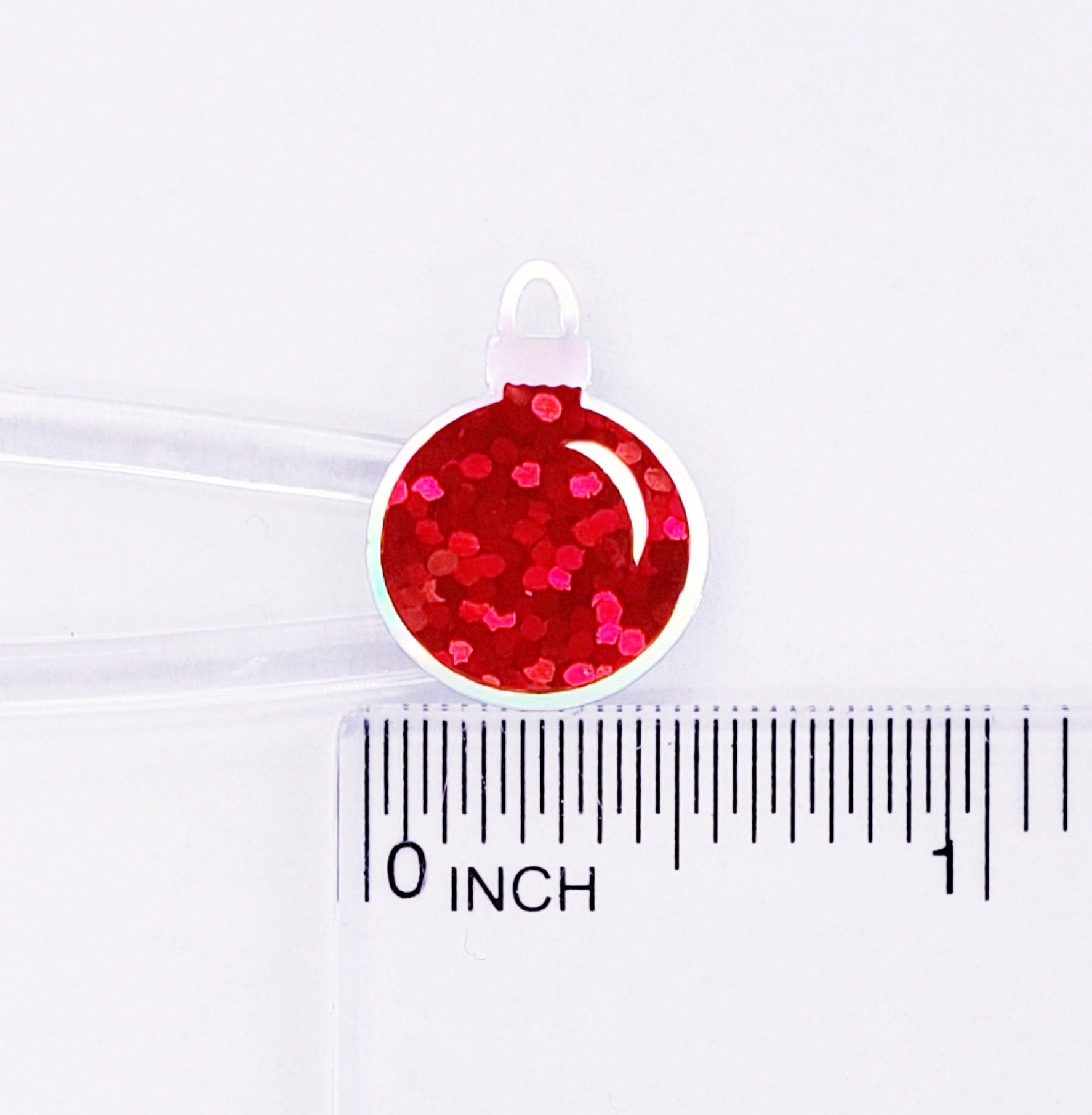 Christmas Ball Ornaments Sticker Sheet. Set of 64 small multi color with gold vinyl decals for holiday cards, gift tags and advent calendars