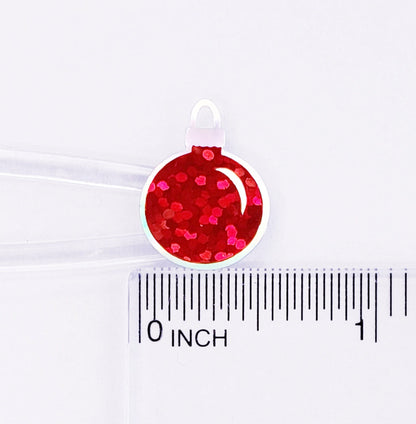Christmas Ball Ornaments Sticker Sheet. Set of 64 small multi color with gold vinyl decals for holiday cards, gift tags and advent calendars