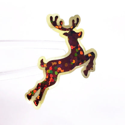 Reindeer Stickers, set of 24 brown and gold deer stickers for holiday cards, invitations, envelopes, Christmas advent calendars and crafts.