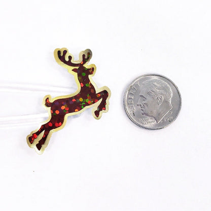 Reindeer Stickers, set of 24 brown and gold deer stickers for holiday cards, invitations, envelopes, Christmas advent calendars and crafts.