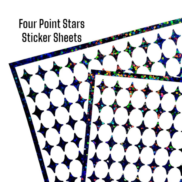 Black Four-Pointed Stars Sticker Sheet