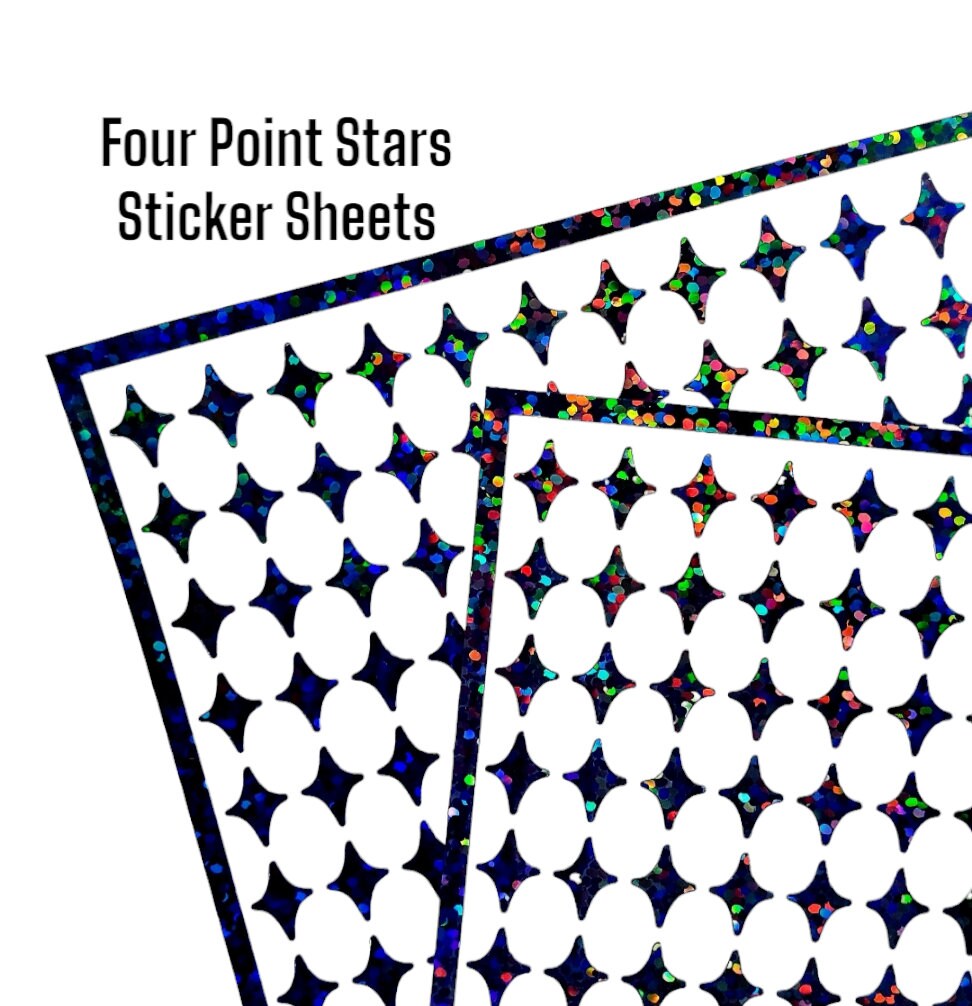 Black Four-Pointed Stars Sticker Sheet