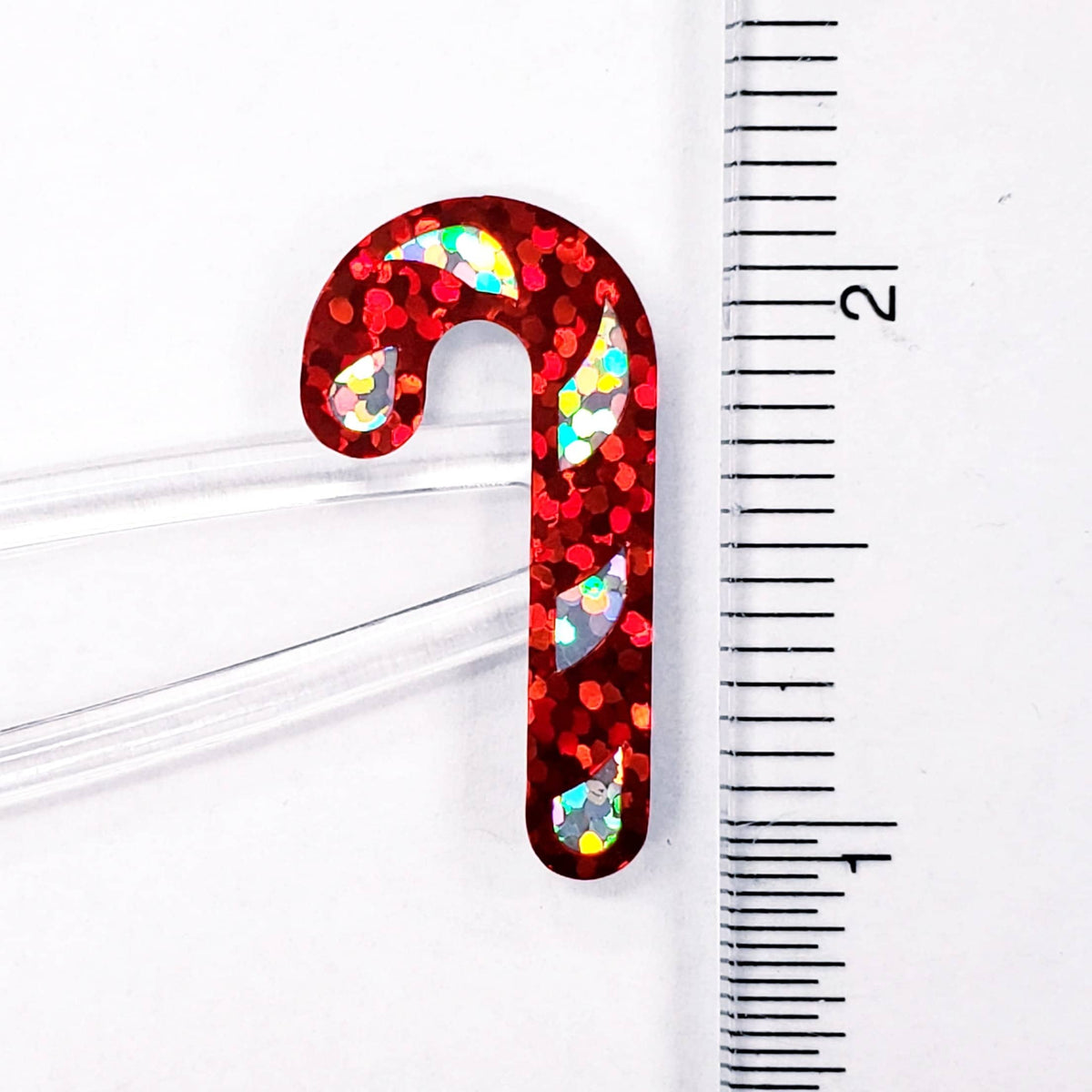 Candy Cane Stickers, set of 30 sparkly Christmas peppermint stickers for holiday cards, ornaments, advent calendars and gift tags and wrap.