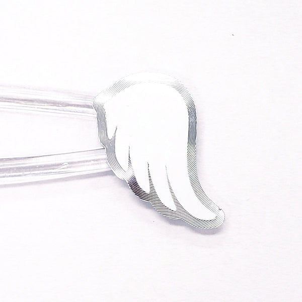 Angel Wing Stickers, set of 42 white and silver wing stickers for invitations, envelopes, notecards, planners, journals and crafts.