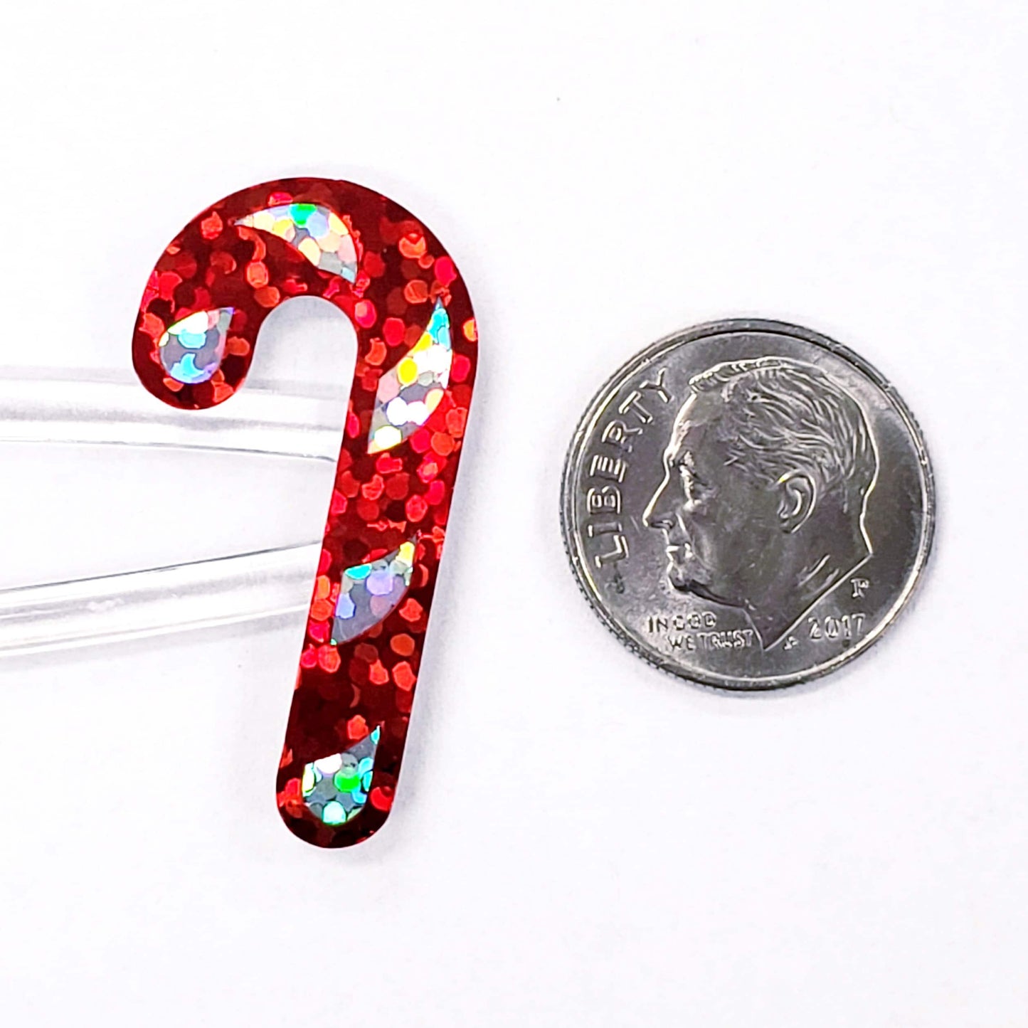 Candy Cane Stickers, set of 30 sparkly Christmas peppermint stickers for holiday cards, ornaments, advent calendars and gift tags and wrap.