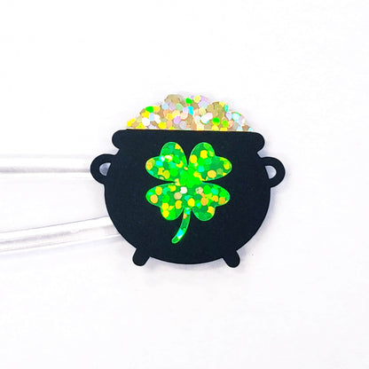 Pot of Gold Stickers, set of 24 St. Patrick's Day vinyl glitter stickers for calendars, planners, party invitations and paper craft projects