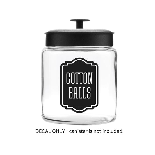 Cotton Balls Decal for bathroom containers and jars, apothecary farmhouse style stickers for organized bathroom and home