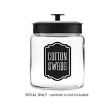 Cotton Swabs Decal for bathroom containers and jars, apothecary farmhouse style stickers for organized bathroom and home