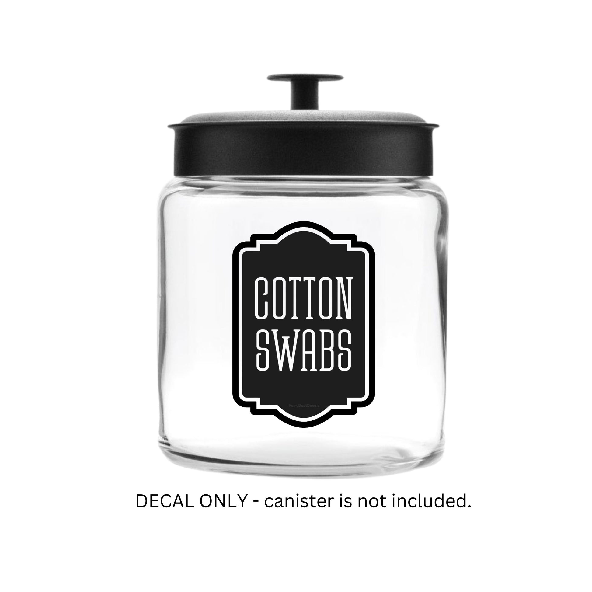 Cotton Swabs Decal for bathroom containers and jars, apothecary farmhouse style stickers for organized bathroom and home