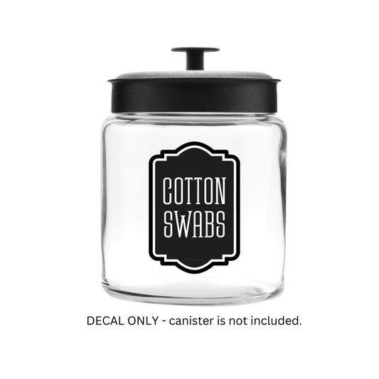 Cotton Swabs Decal for bathroom containers and jars, apothecary farmhouse style stickers for organized bathroom and home