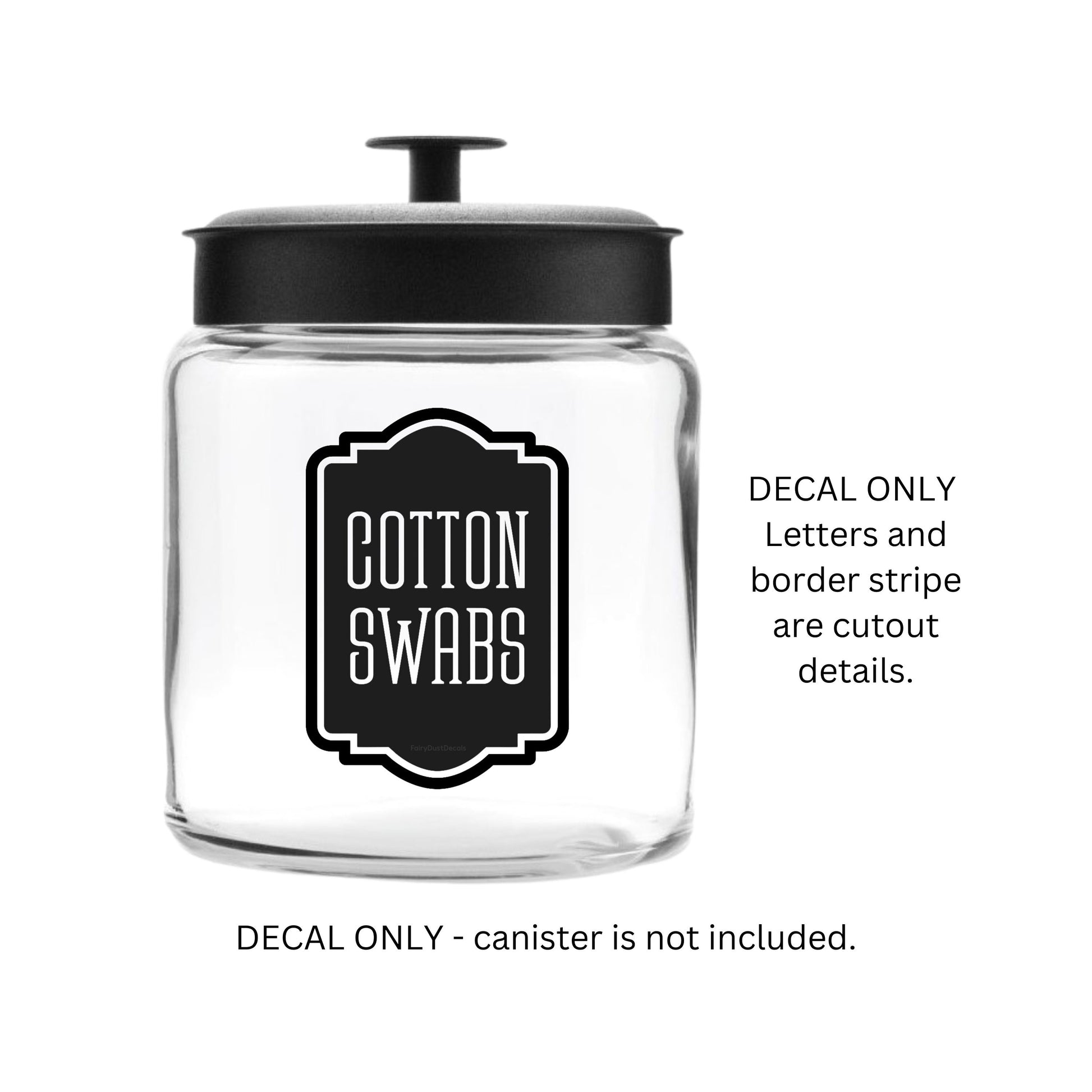 Cotton Swabs Decal for bathroom containers and jars, apothecary farmhouse style stickers for organized bathroom and home