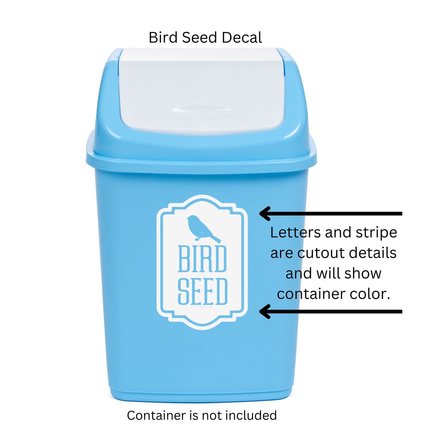 Bird Seed Decal, computer cut vinyl decal, bird seed container label, wild bird feeder seed decal, pantry labels, organized home, DECAL ONLY