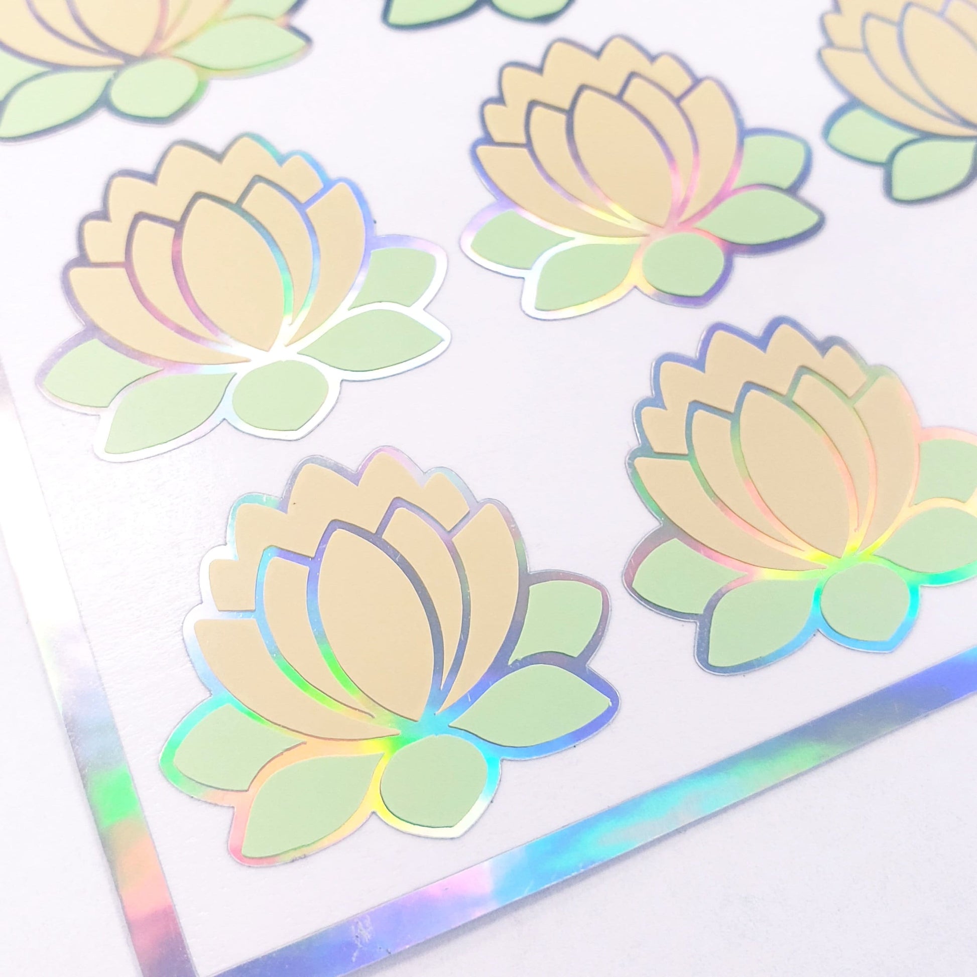 Pastel yellow lotus flower stickers, set of 20 peel and stick water lily flower decals, gift for Easter, Mother's Day and spring weddings.
