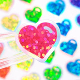 Neon Rainbow Colors Heart Stickers, set of 60