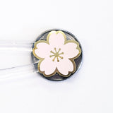 Pink Cherry Blossom Flower Stickers, set of 70 pale pink and gold Sakura flowers stickers for spring weddings, small one half inch flowers.
