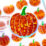 Small Pumpkins Sticker Sheet, set of 24 sparkly orange pumpkin vinyl decals, back to school decorations, teacher stickers, Halloween decor.
